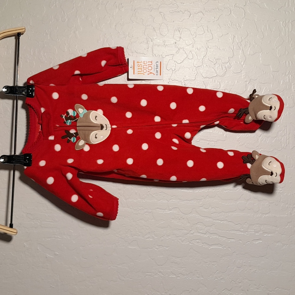 CARTER'S Just One You Newborn Reindeer Footed Onsie